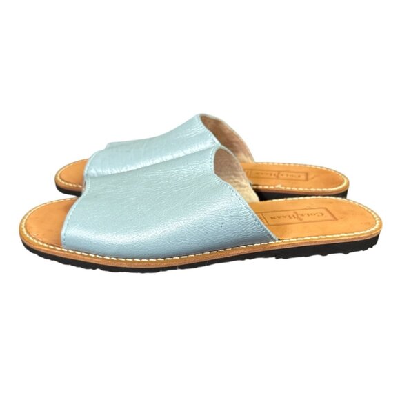 Cole Haan Light Blue Leather Open Toe Slide Sandals Womens Size 8.5 - Picture 3 of 10